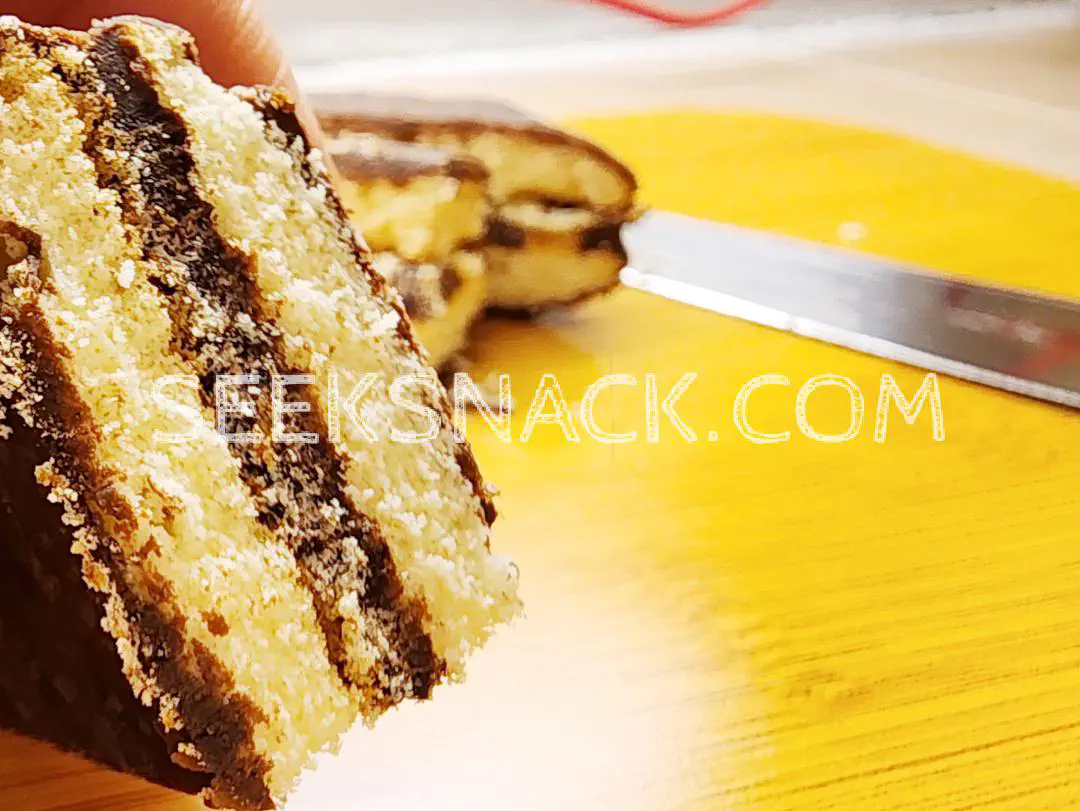 Inside Euro Choco Pie Brand Chocolate Pie With Chocolate Center after cutting