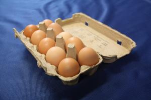 Brown hen's eggs in a carton