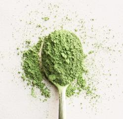 A spoonful of matcha green tea powder