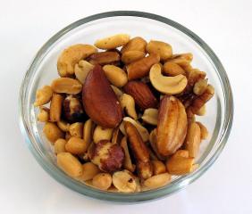 A small bowl of mixed nuts