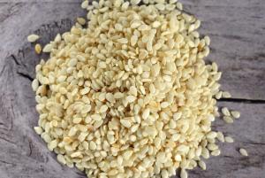 A heap of white sesame seeds